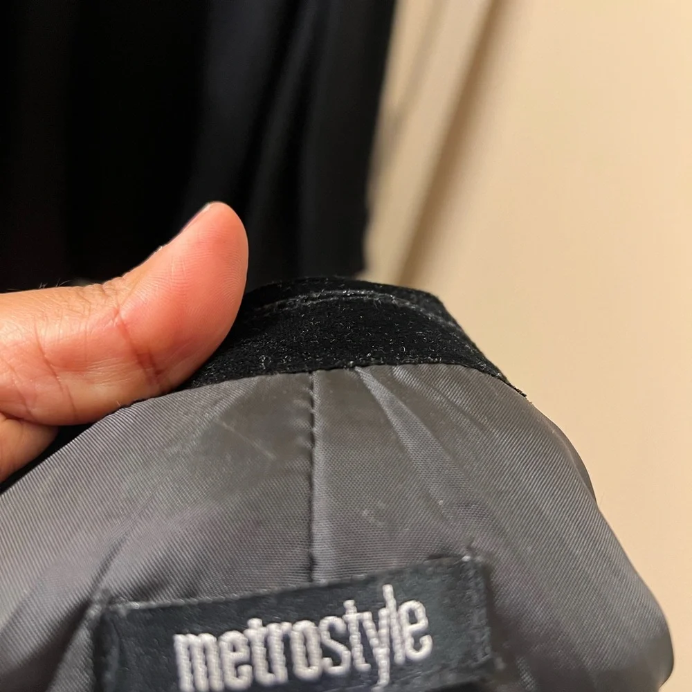 metrostyle Gray Jacket with Black Scalloped Trim size 8